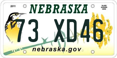 NE license plate 73XD46