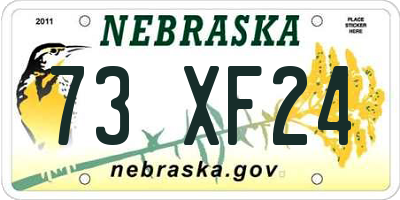 NE license plate 73XF24