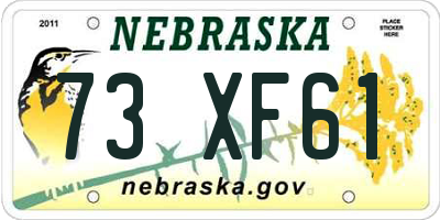 NE license plate 73XF61