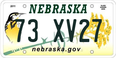 NE license plate 73XV27