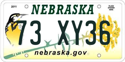NE license plate 73XY36