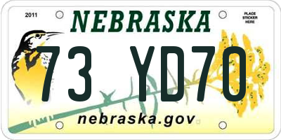 NE license plate 73YD70