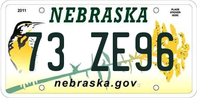 NE license plate 73ZE96