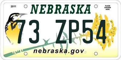 NE license plate 73ZP54