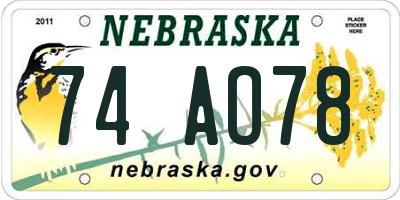 NE license plate 74AO78