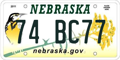 NE license plate 74BC77