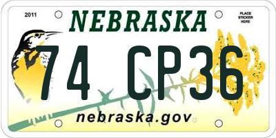 NE license plate 74CP36