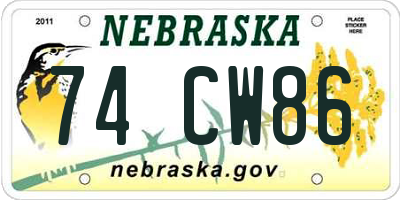 NE license plate 74CW86