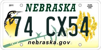 NE license plate 74CX54
