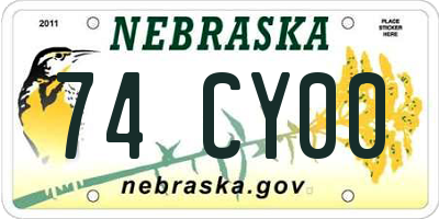 NE license plate 74CY00
