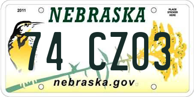NE license plate 74CZ03
