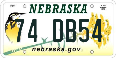 NE license plate 74DB54