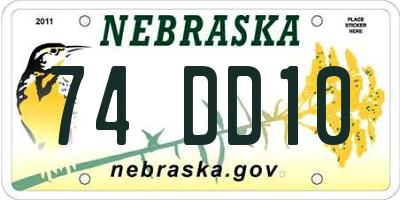 NE license plate 74DD10