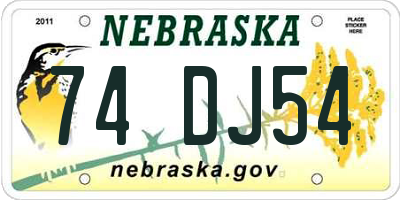 NE license plate 74DJ54