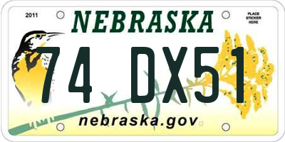 NE license plate 74DX51