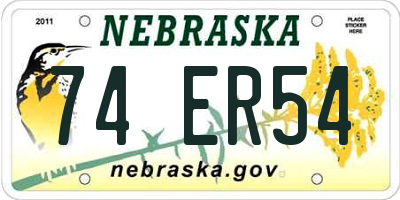 NE license plate 74ER54