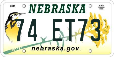 NE license plate 74ET73