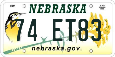 NE license plate 74ET83