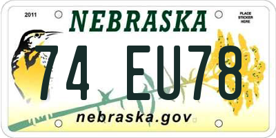 NE license plate 74EU78