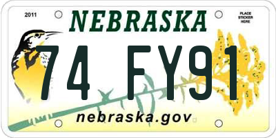 NE license plate 74FY91