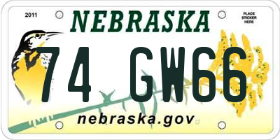 NE license plate 74GW66