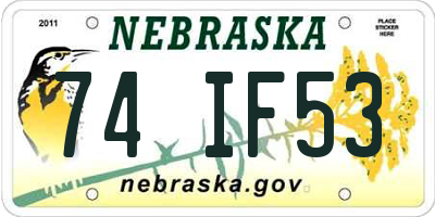 NE license plate 74IF53