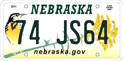 NE license plate 74JS64