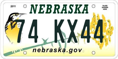 NE license plate 74KX44