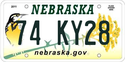 NE license plate 74KY28