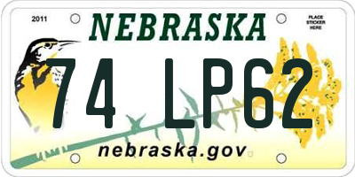 NE license plate 74LP62