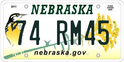 NE license plate 74RM45