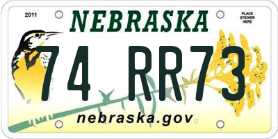 NE license plate 74RR73