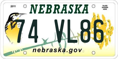 NE license plate 74VL86