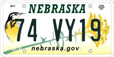 NE license plate 74VY19