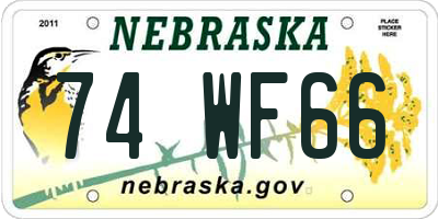 NE license plate 74WF66