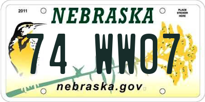 NE license plate 74WW07