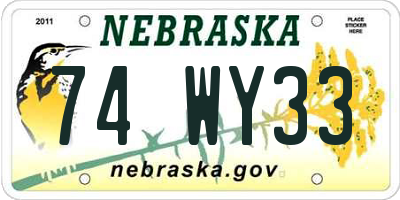 NE license plate 74WY33