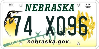 NE license plate 74XQ96