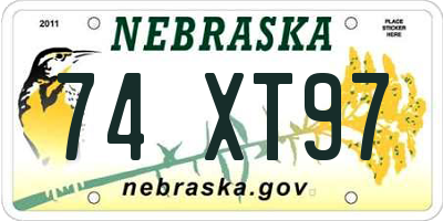 NE license plate 74XT97