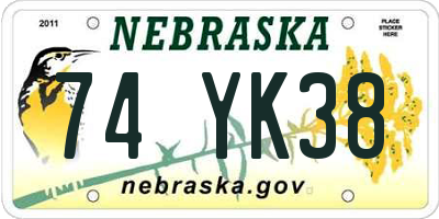 NE license plate 74YK38