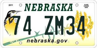 NE license plate 74ZM34