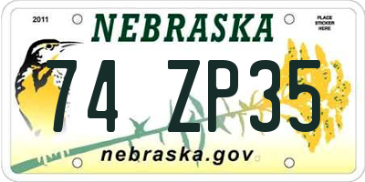 NE license plate 74ZP35