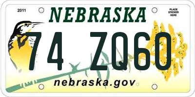 NE license plate 74ZQ60