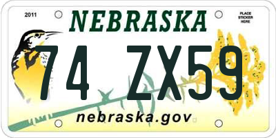 NE license plate 74ZX59