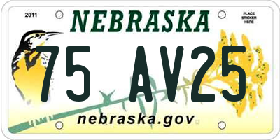 NE license plate 75AV25