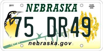 NE license plate 75DR49