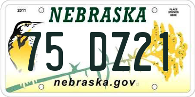 NE license plate 75DZ21