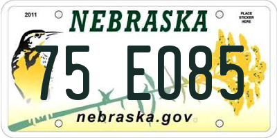 NE license plate 75EO85