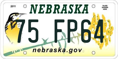 NE license plate 75FP64