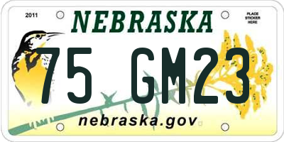 NE license plate 75GM23